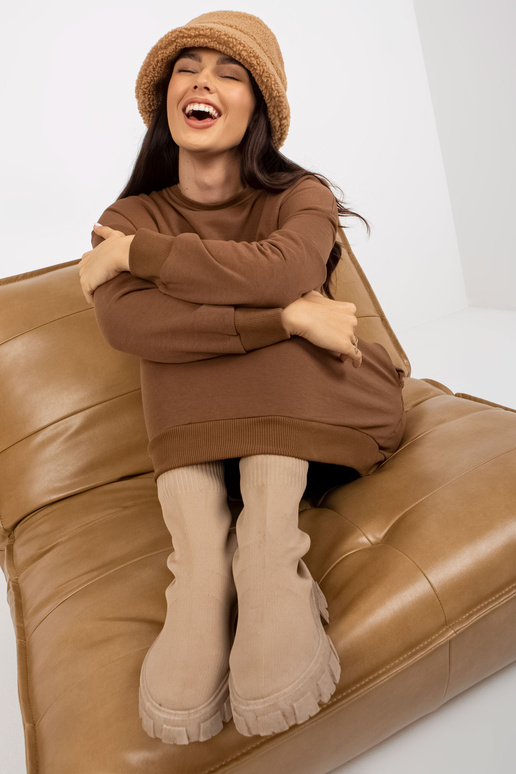 Mikina Braunes langes mit Taschen