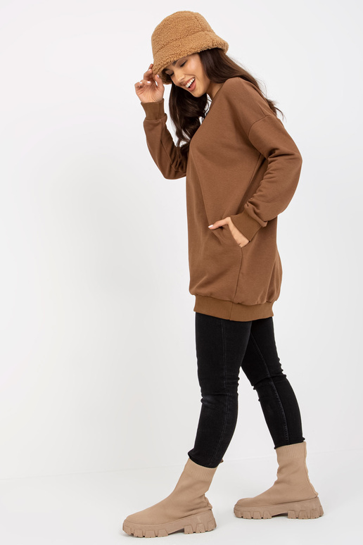 Mikina Braunes langes mit Taschen