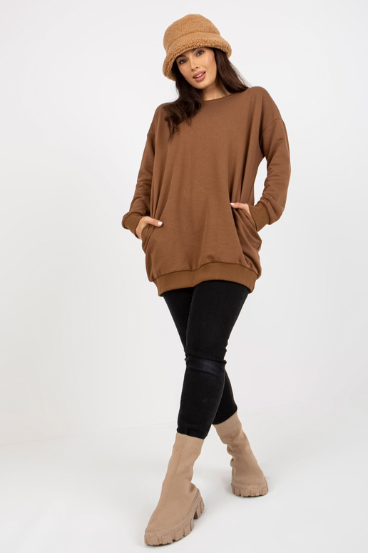 Mikina Braunes langes mit Taschen