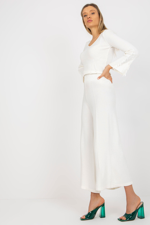 Ecru dámské pletené kalhoty se...