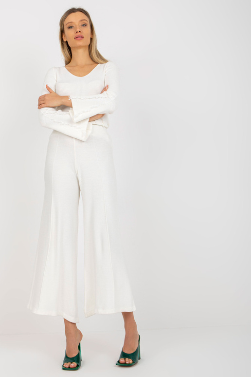 Ecru dámské pletené kalhoty se...