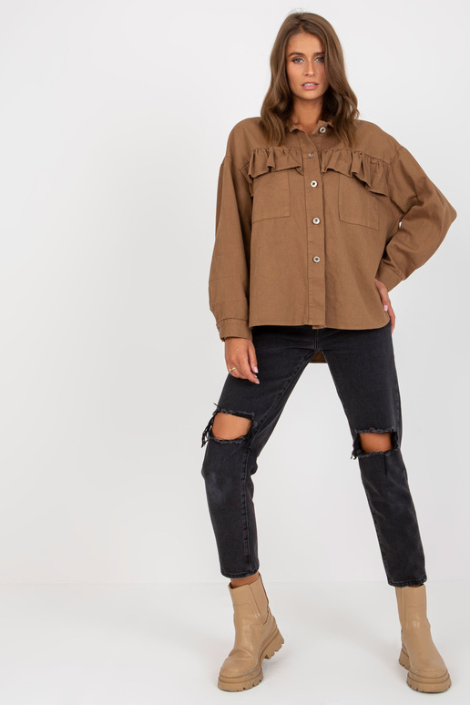 Hnědá bavlněná košile jedné velikosti...