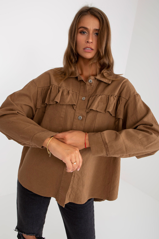 Hnědá bavlněná košile jedné velikosti...