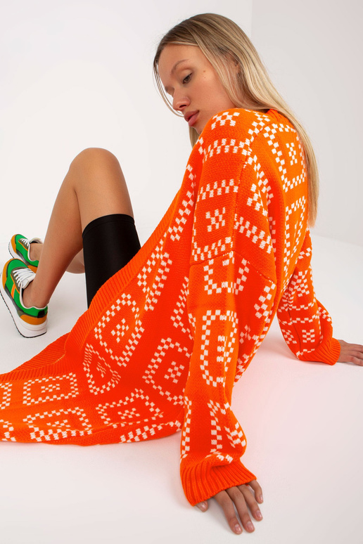 Oranžový vzorovaný Cardigan Ležérní...