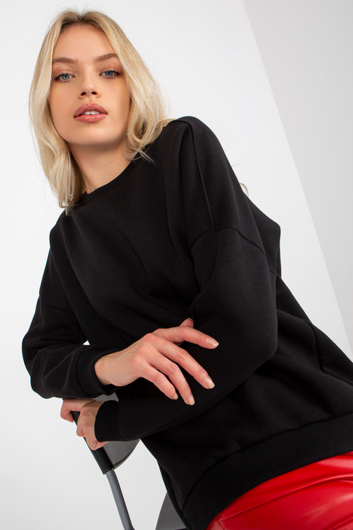 Černá basic mikina s kulatým výstřihem