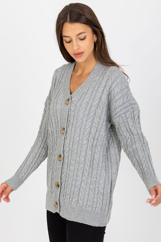 Šedý kardigan s ozdobnými knoflíky...