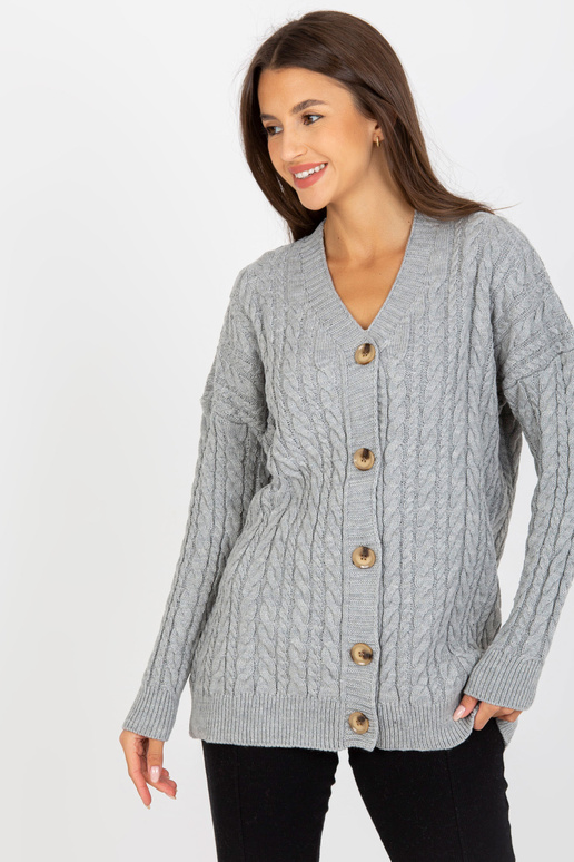 Šedý kardigan s ozdobnými knoflíky...