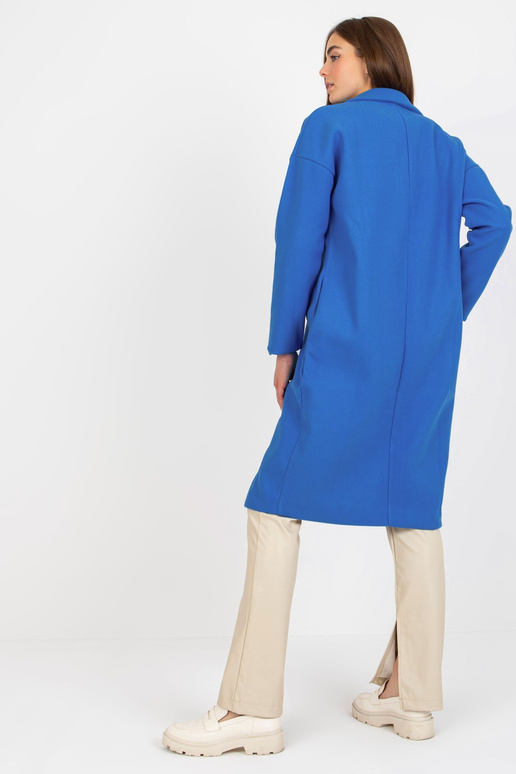 Teplý modrý dámský kabát se zapínáním...