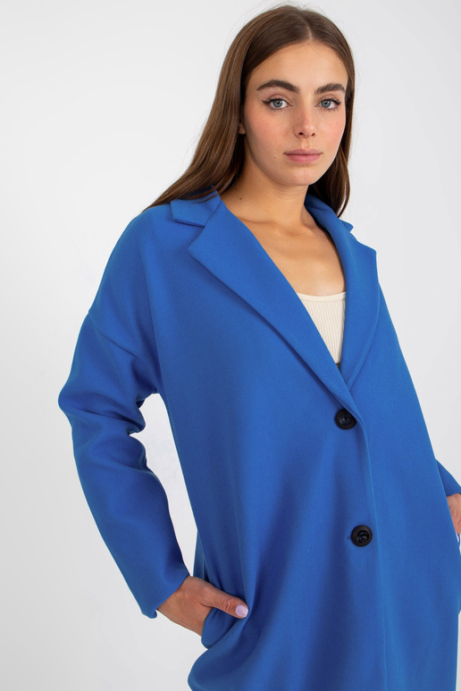 Teplý modrý dámský kabát se zapínáním...