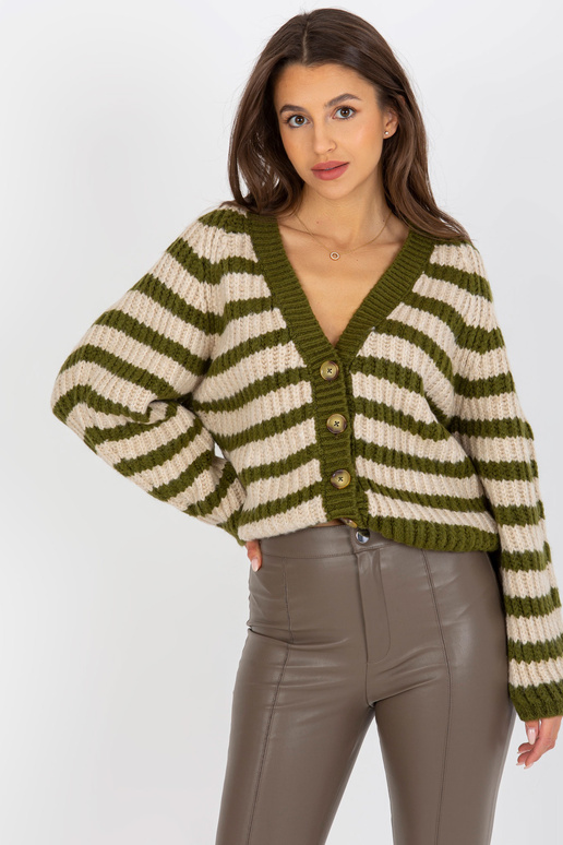 Khaki-Beiger gestreifter Cardigan pro...