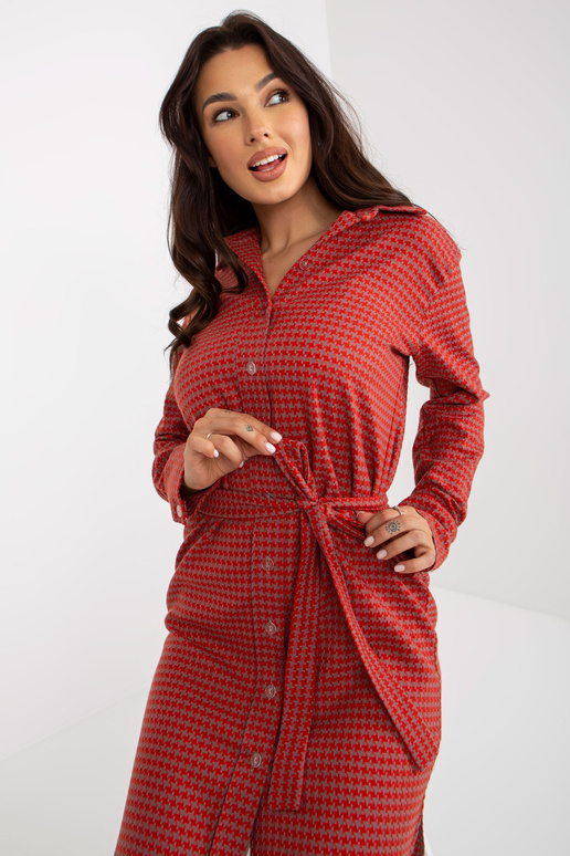 Oranžovo-schmutziges pinkes Kleid mit...