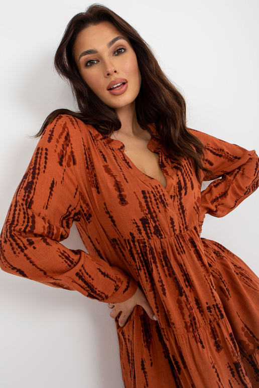 Světle hnědé dámské oversize šaty s...