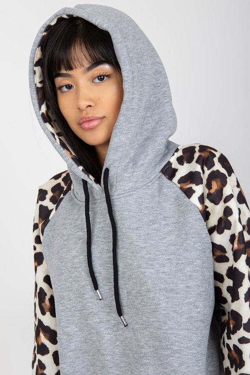 Šedá mikina s potiskem na rukávech...