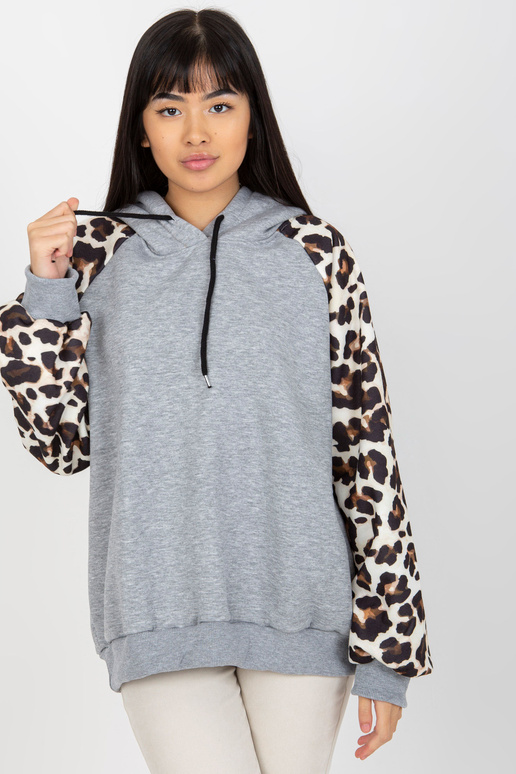 Šedá mikina s potiskem na rukávech...