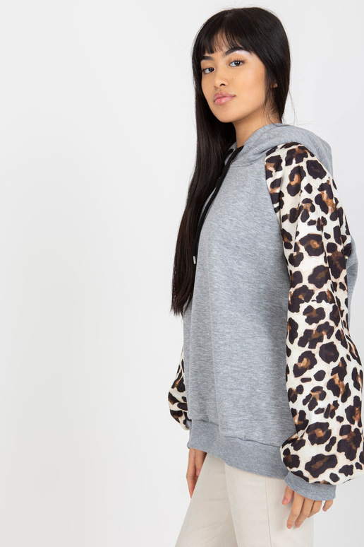 Šedá mikina s potiskem na rukávech...