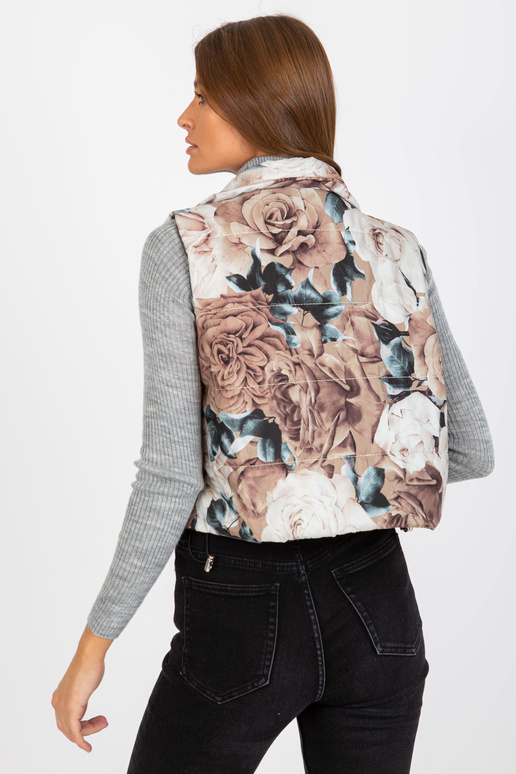 Béžové kuře Damenweste mit Blumenmuster