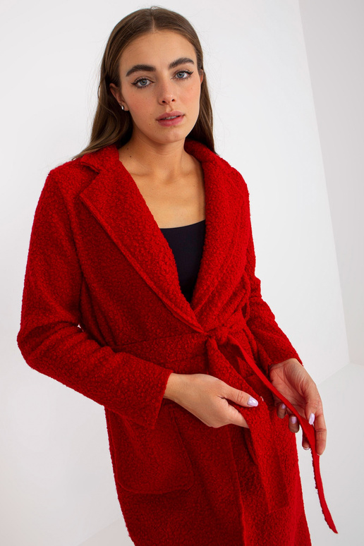 Červený plyšový maxi kabát s kapsami... Červený plyšový maxi kabát s kapsami...