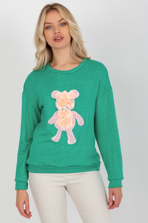 Tyrkysový dámský klasický svetr s 3D...