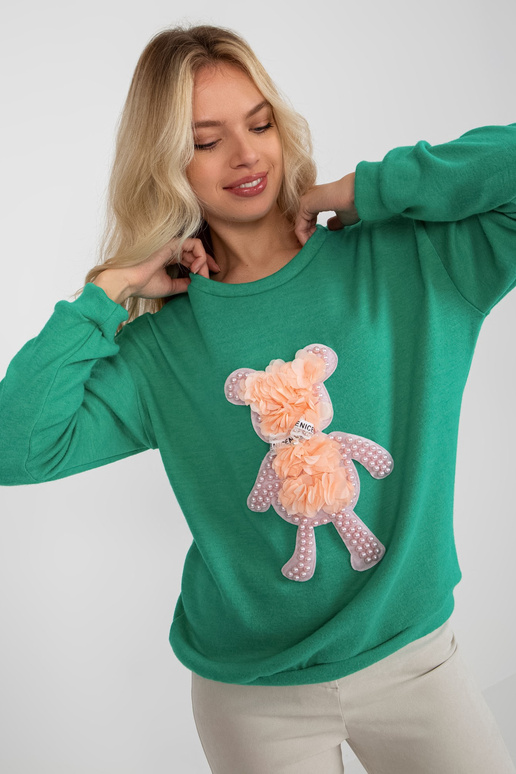 Tyrkysový dámský klasický svetr s 3D...