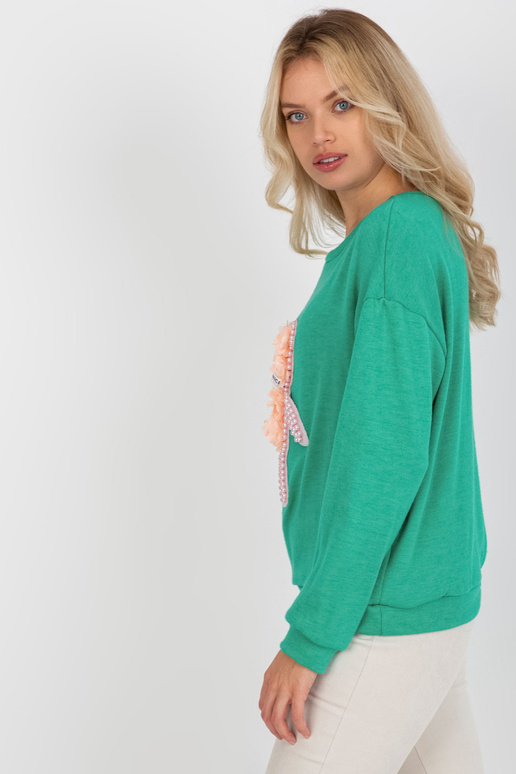 Tyrkysový dámský klasický svetr s 3D...