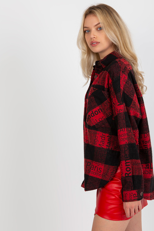 Černočervené kostkované tílko s potiskem