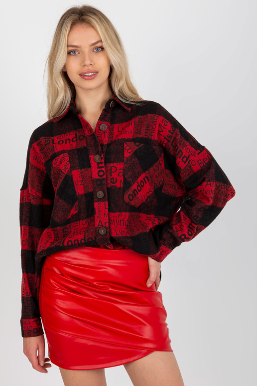 Černočervené kostkované tílko s potiskem