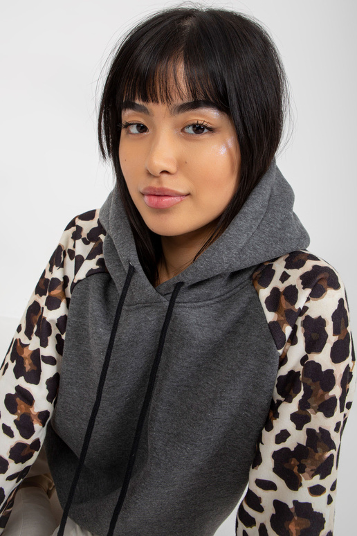 Tmavě šedá mikina s potiskem leopper...