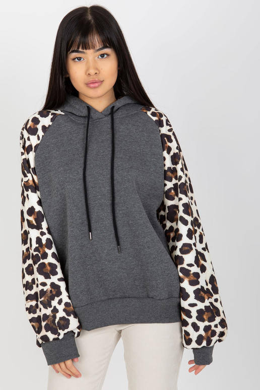 Tmavě šedá mikina s potiskem leopper...