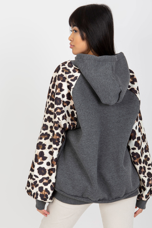 Tmavě šedá mikina s potiskem leopper...