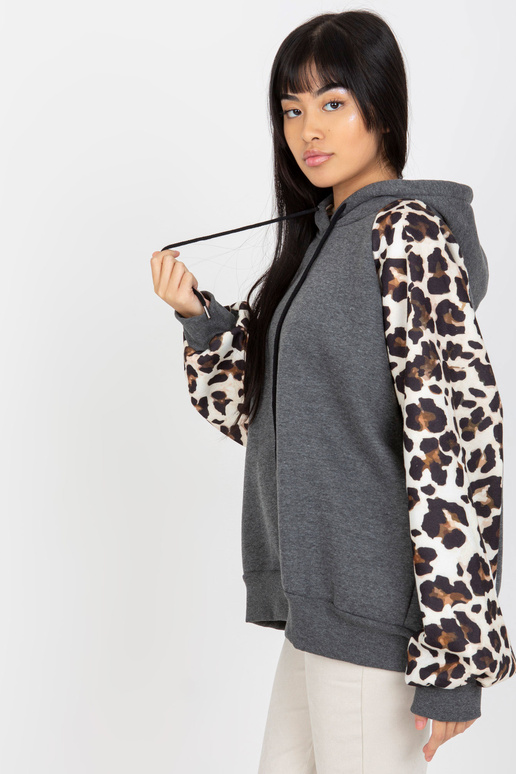 Tmavě šedá mikina s potiskem leopper...