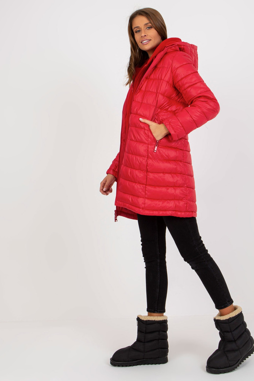 Rote doppelseitige übergangsjacke mit...