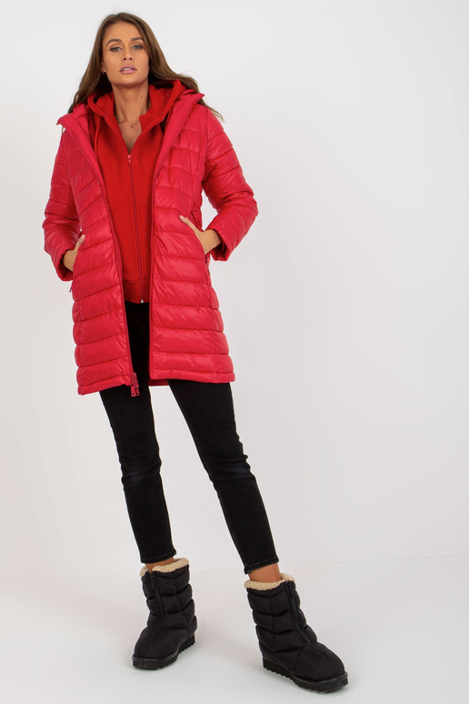 Rote doppelseitige übergangsjacke mit...