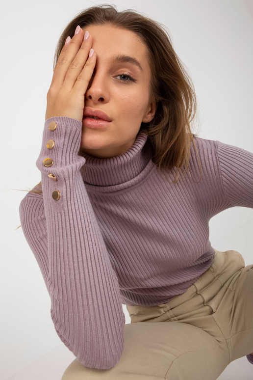 Světle fialový žebrovaný svetr s...