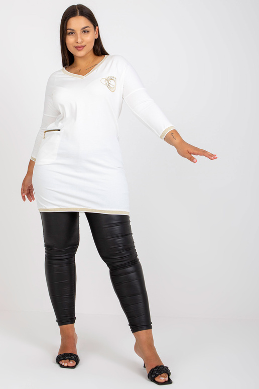 Bílá bavlněná tunika s výstřihem do V