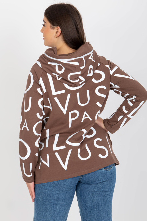 Hnědá dámská mikina větší velikosti s...