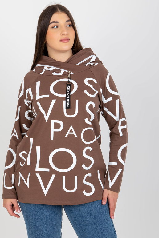 Hnědá dámská mikina větší velikosti s...