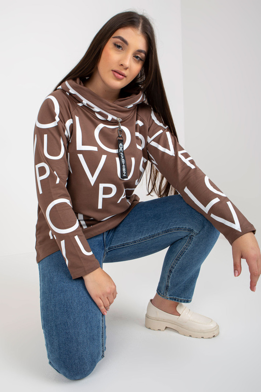 Hnědá dámská mikina větší velikosti s...