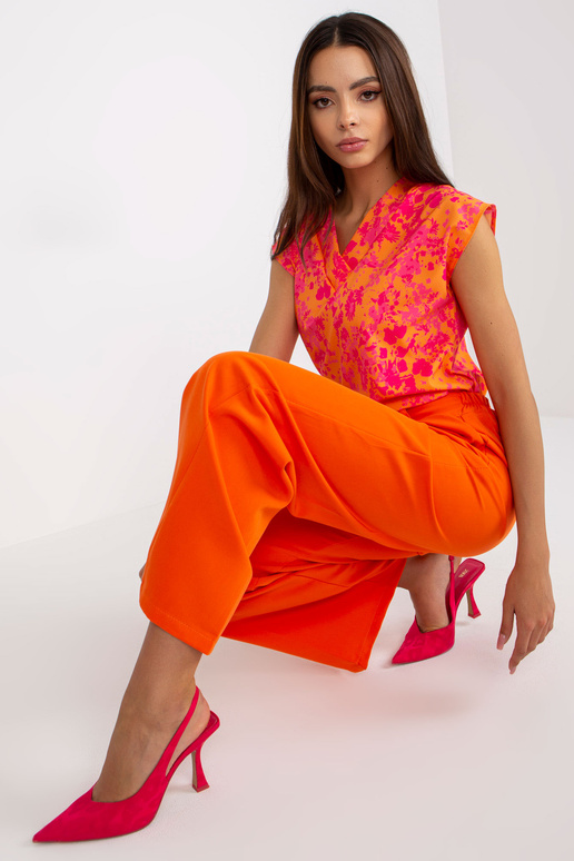 Oranžové široké látkové kalhoty