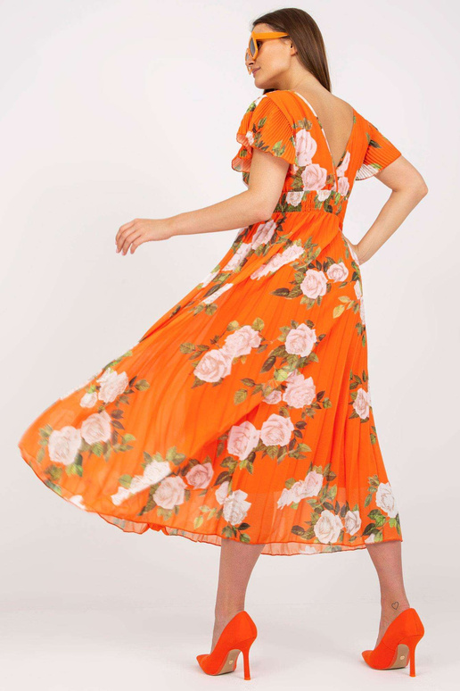 Květinové šaty oranžové plisované...