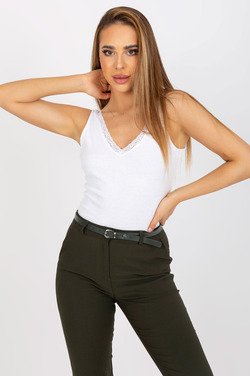 Bílý žebrovaný basic top s krajkou... Bílý žebrovaný basic top s krajkou...