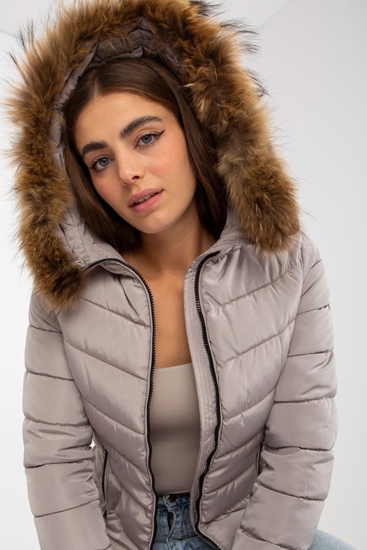 Tmavě béžová dámská přechodová bunda... Tmavě béžová dámská přechodová bunda...