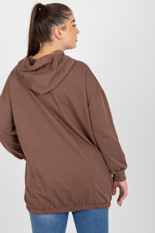 Hnědá mikina větší velikosti s titulky