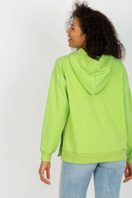 Světle zelená mikina s kapucí a rozparky