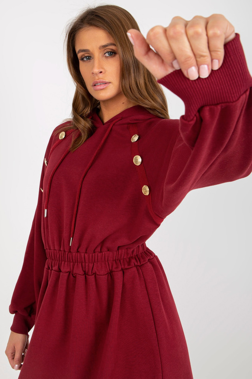 Burgunderfarbenes Sweatshirtkleid mit...