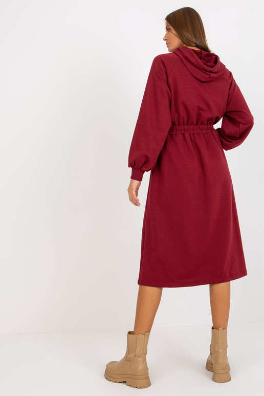 Burgunderfarbenes Sweatshirtkleid mit...