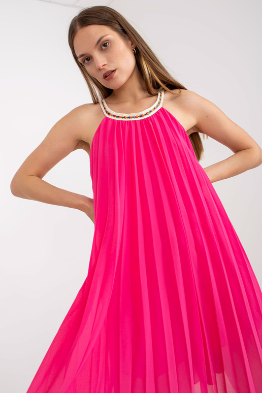 Fuchsiové mini plisované šaty jedné...