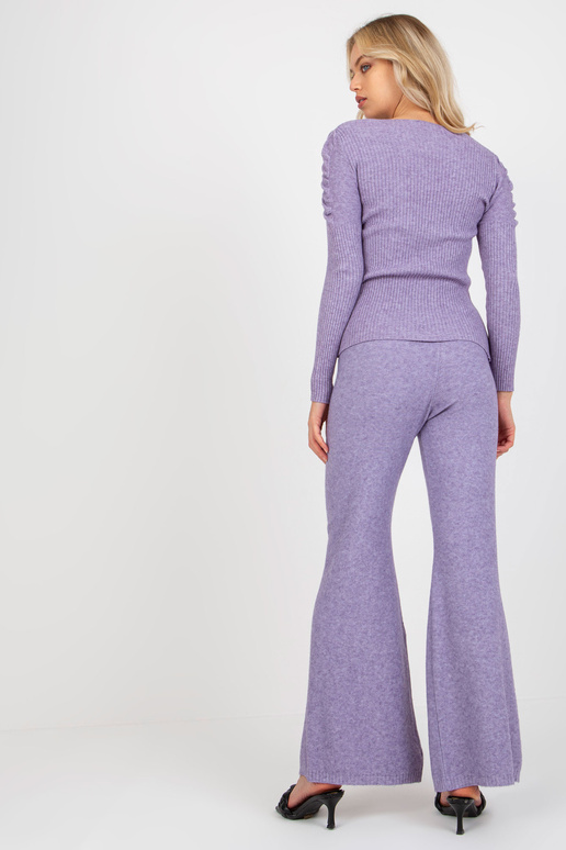 Fialový klasický žebrovaný svetr s...