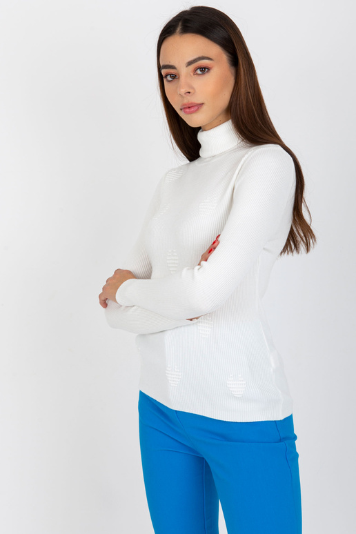 Bílý vypasovaný proužkovaný svetr s...