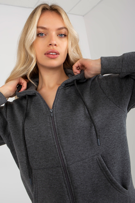 Tmavě šedá basic mikina na zip s...