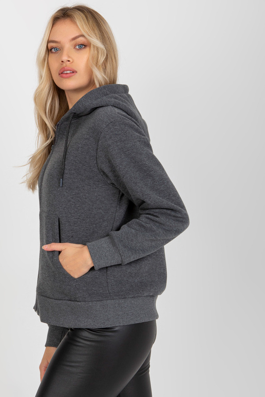 Tmavě šedá basic mikina na zip s...